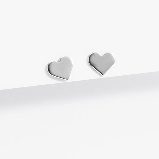 Sterling Silver Plain Heart Disc Stud Earrings 7mm