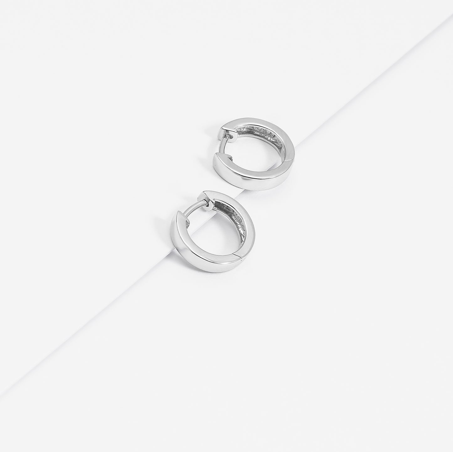 Sterling Silver Squared Edge Huggie Earrings