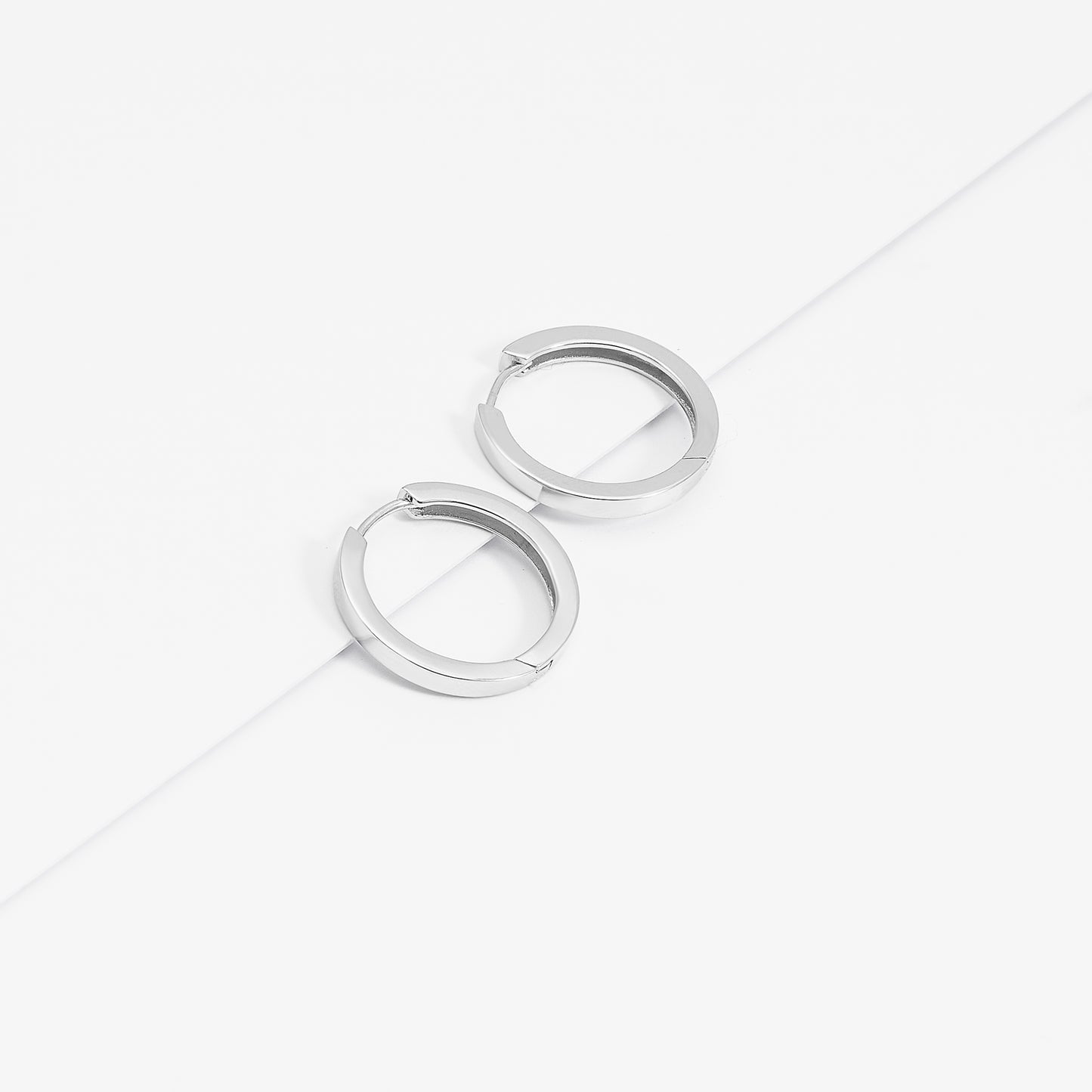 Sterling Silver Squared Edge Huggie Earrings