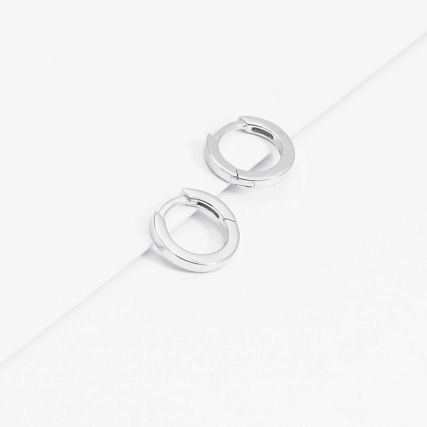 Sterling Silver Squared Edge Huggie Earrings