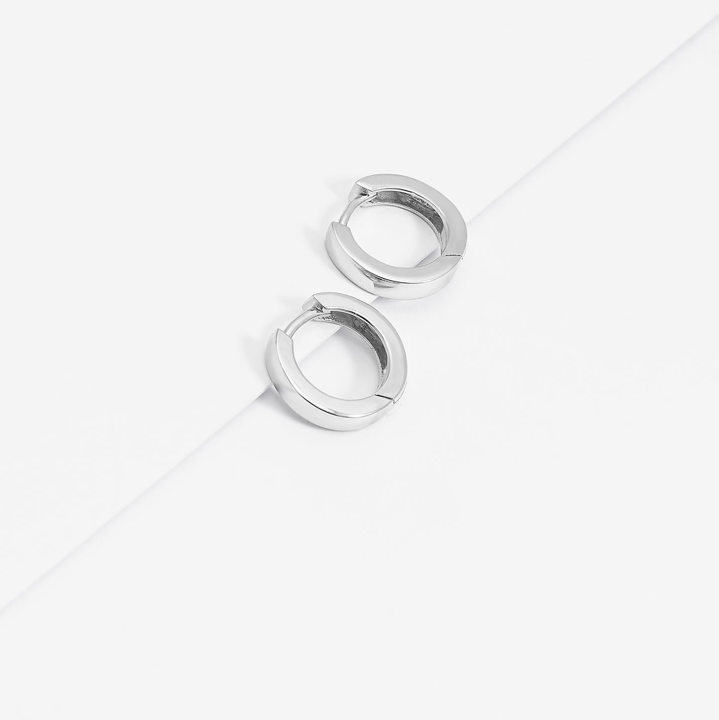 Sterling Silver Squared Edge Huggie Earrings