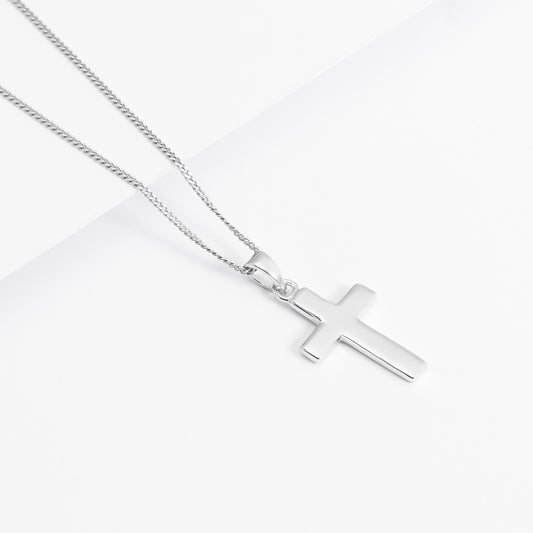 Sterling Silver Small Plain Cross Pendant 11x17mm