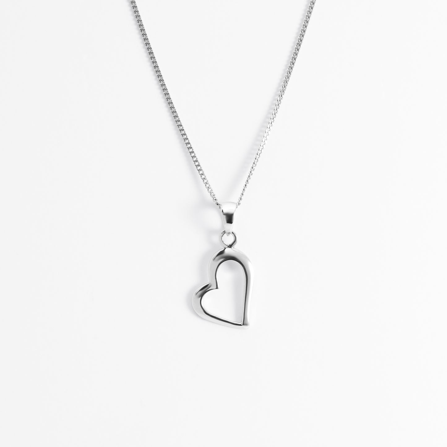 Sterling Silver Angled Heart Pendant