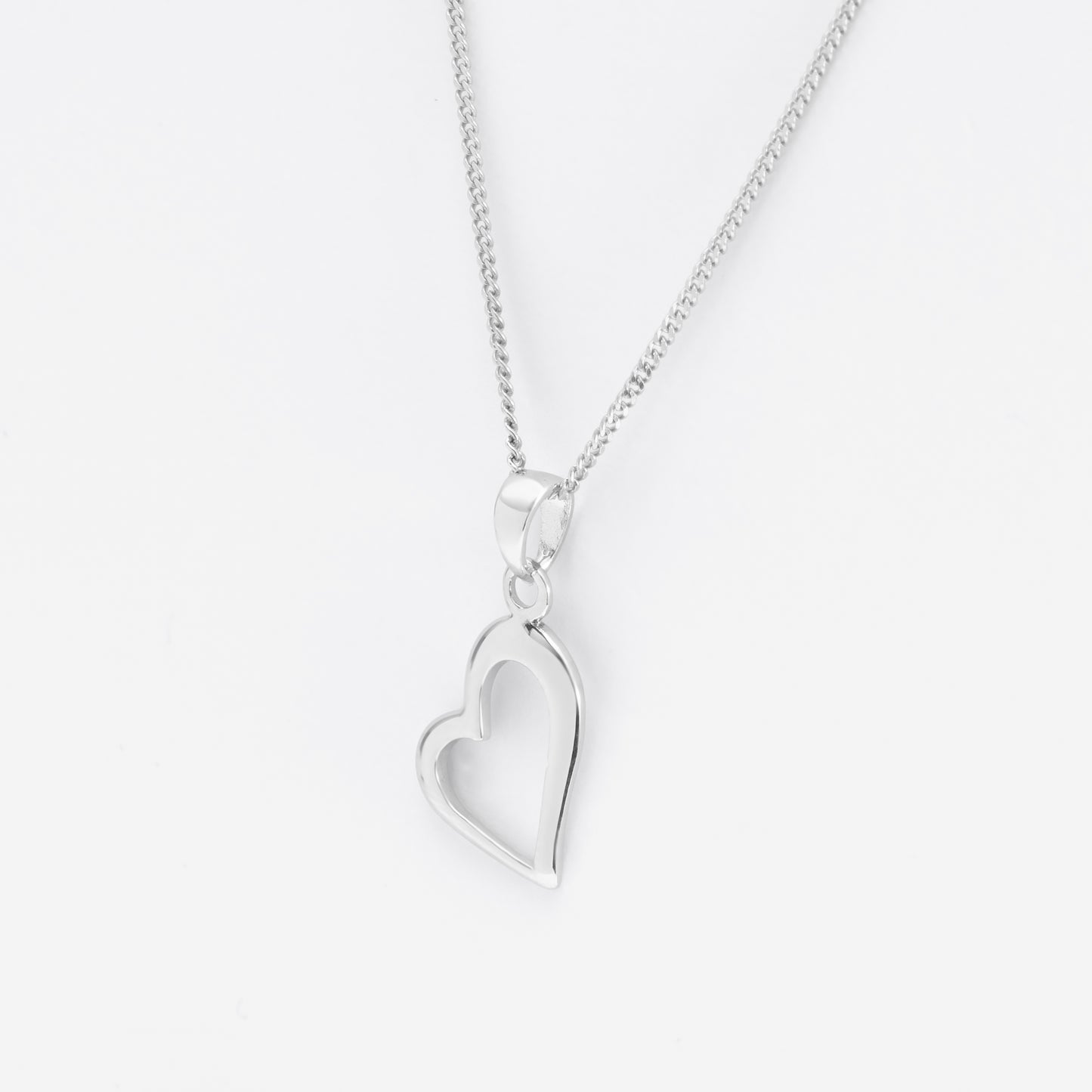 Sterling Silver Angled Heart Pendant