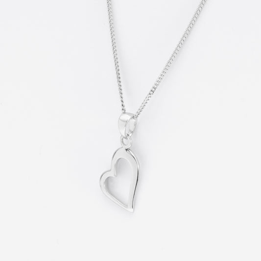 Sterling Silver Angled Heart Pendant