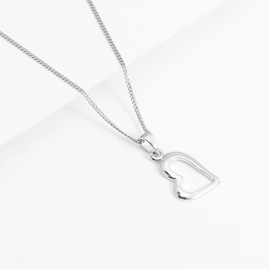 Sterling Silver Angled Heart Pendant