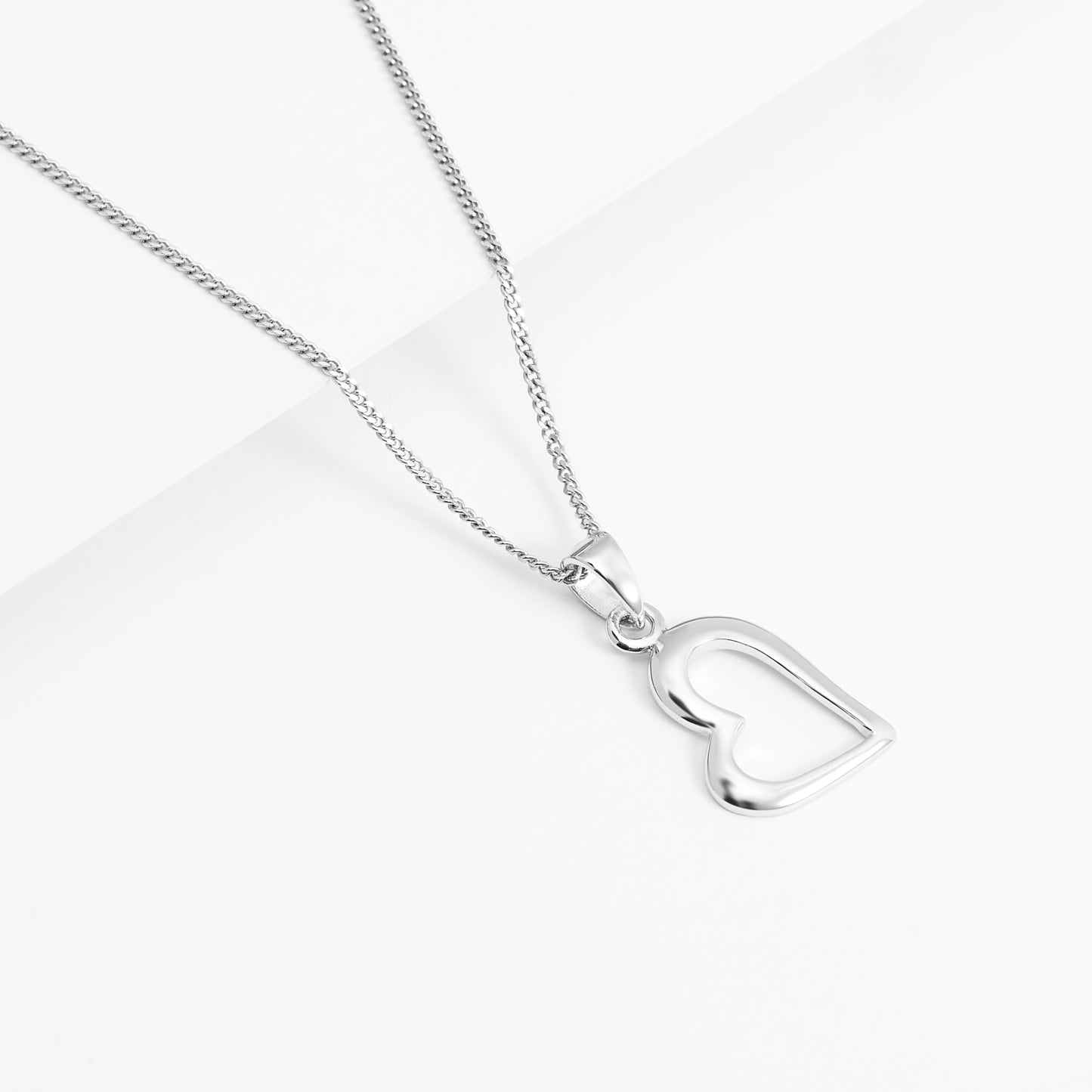 Sterling Silver Angled Heart Pendant