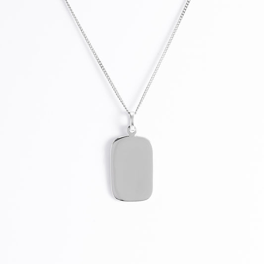 Sterling Silver Dog Tag Pendant 20x13mm
