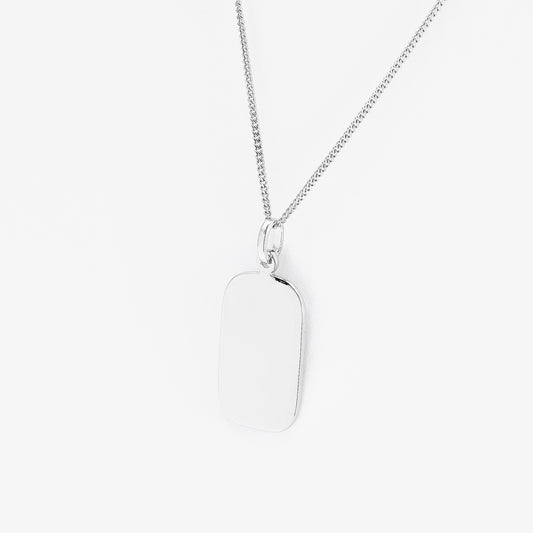 Sterling Silver Dog Tag Pendant 20x13mm