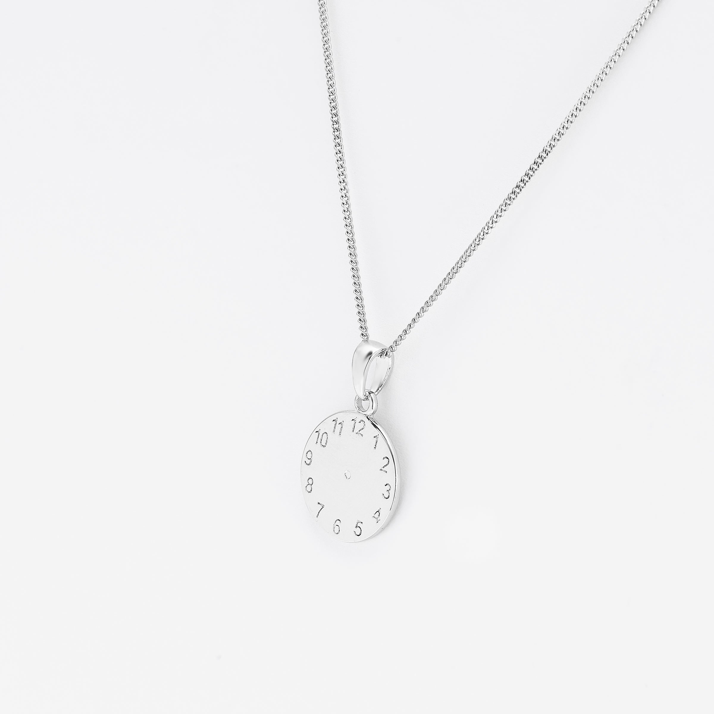 Sterling Silver Engravable Clock Face Pendant