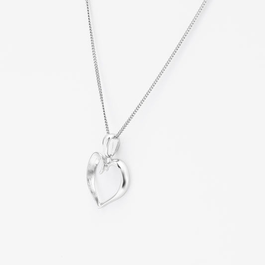 Sterling Silver Matte/Polished Open Heart Pendant 15mm