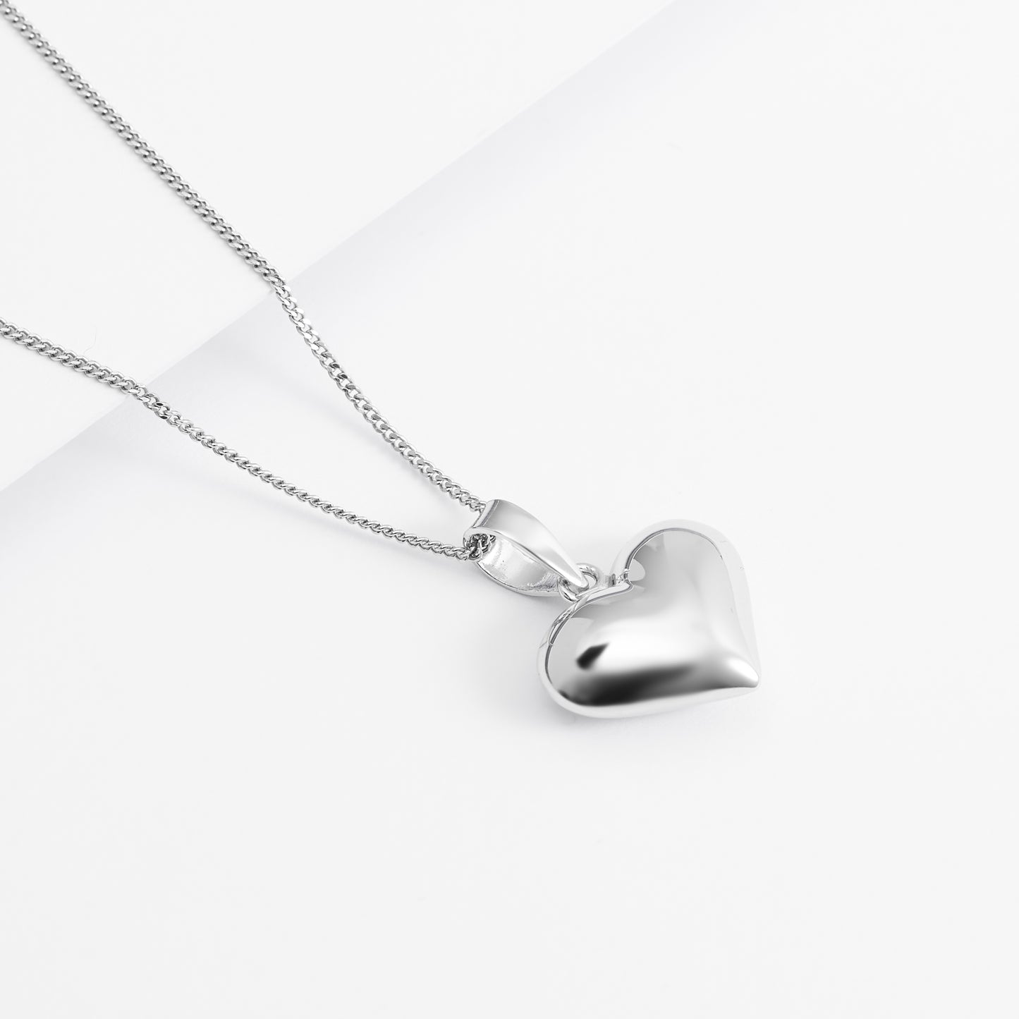 Sterling Silver Puffy Heart Pendant 15mm