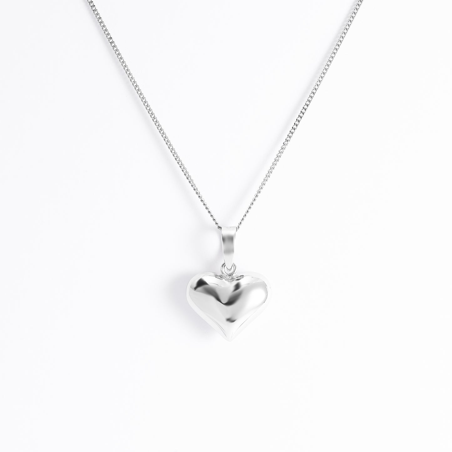 Sterling Silver Puffy Heart Pendant 15mm