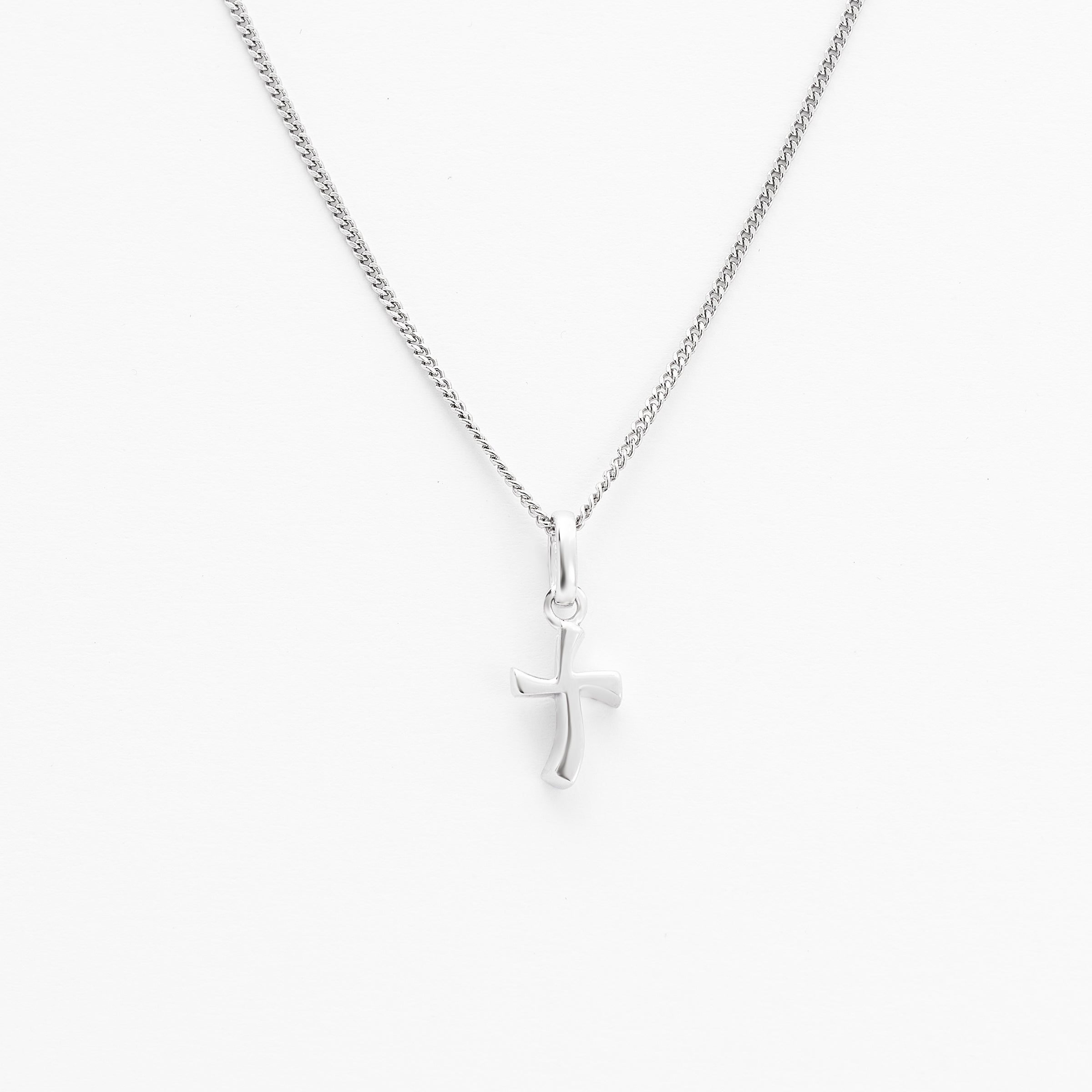 Sterling Silver Plain Wavy Cross Pendant 7x9mm