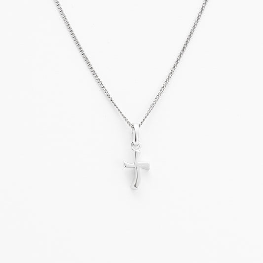Sterling Silver Plain Wavy Cross Pendant 7x9mm