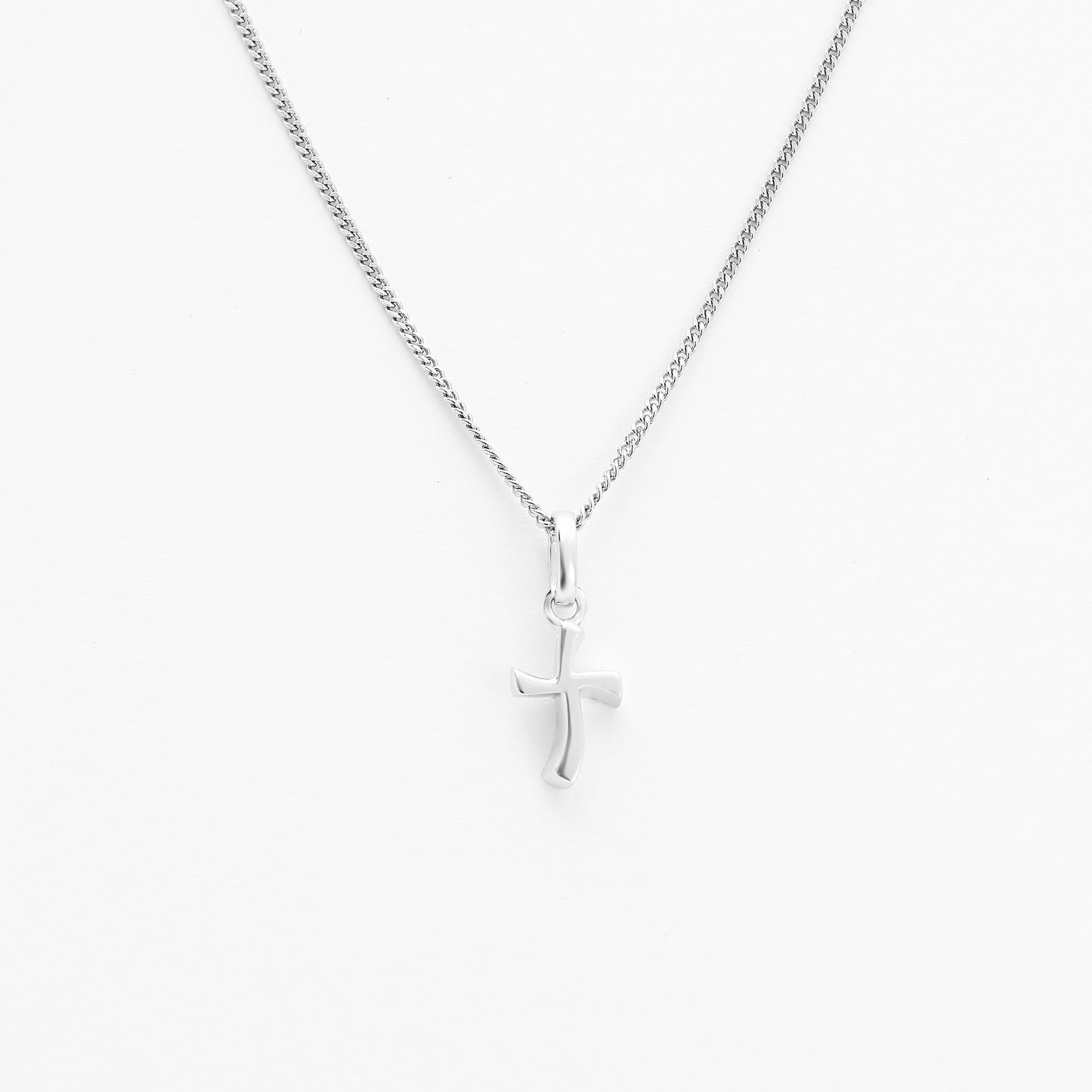 Sterling Silver Plain Wavy Cross Pendant 7x9mm