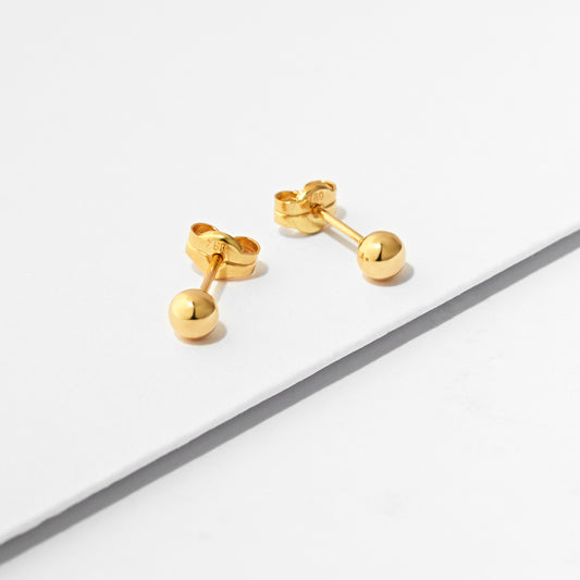 18K Yellow Gold Ball Stud Earrings