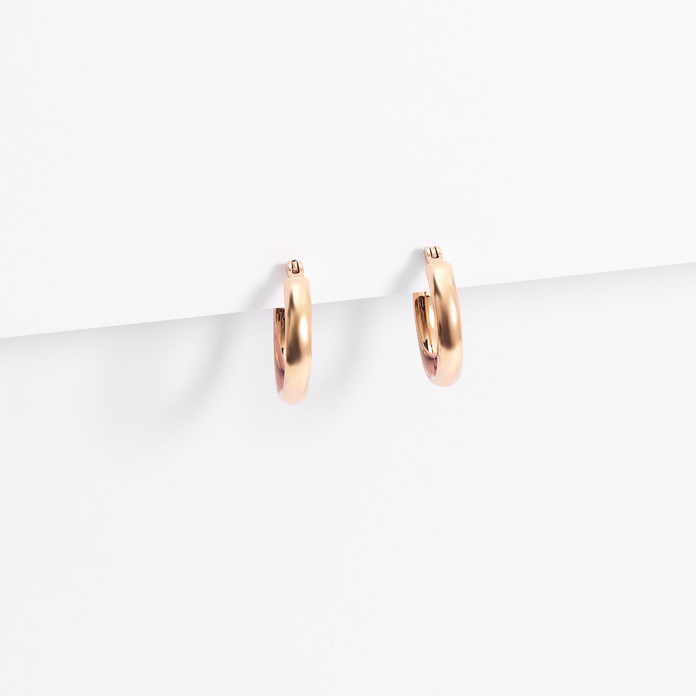 9K Rose Gold Oval Half Round Hoop Earrings 10x8mm