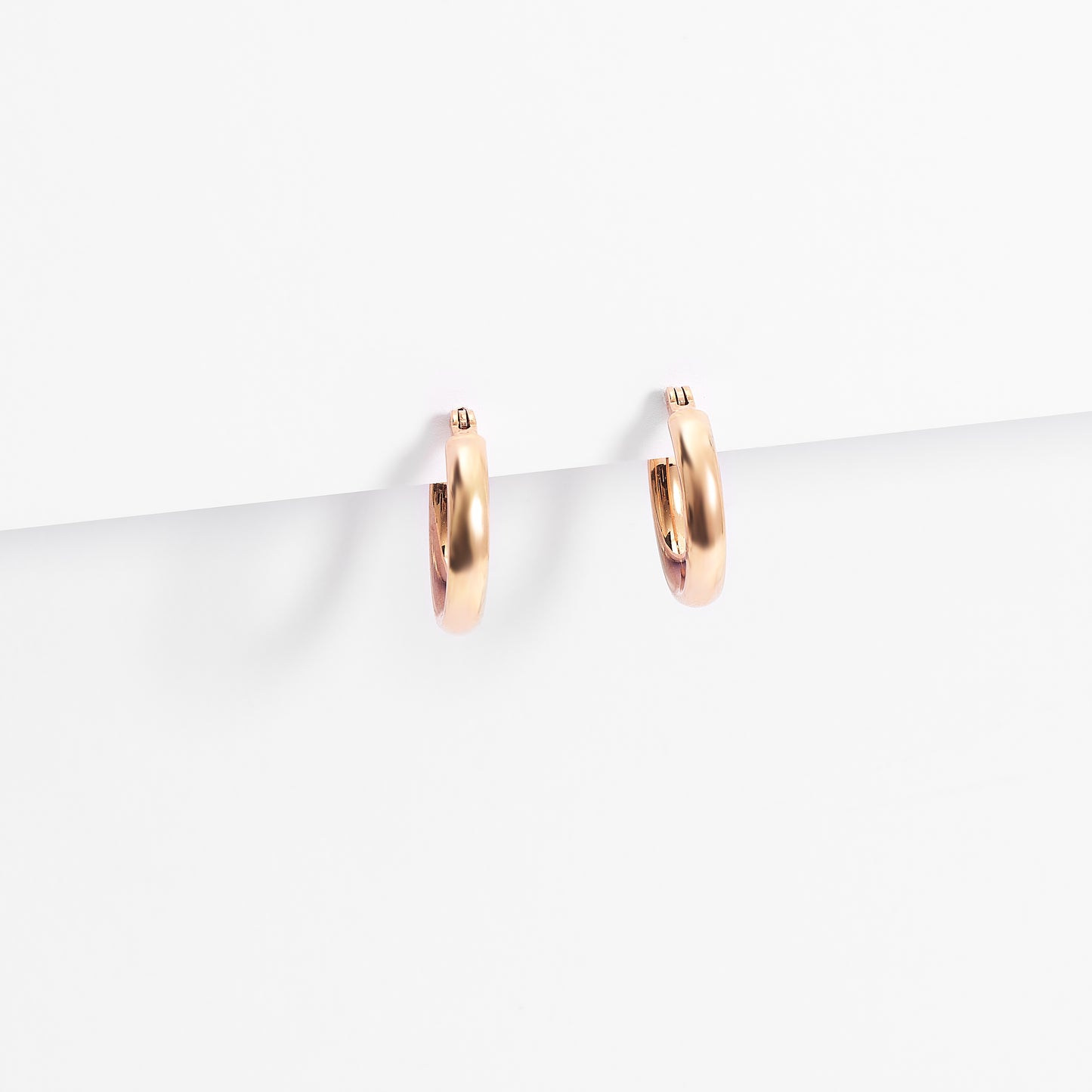 9K Rose Gold Oval Half Round Hoop Earrings 10x8mm