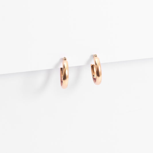 9K Rose Gold Oval Half Round Hoop Earrings 10x8mm