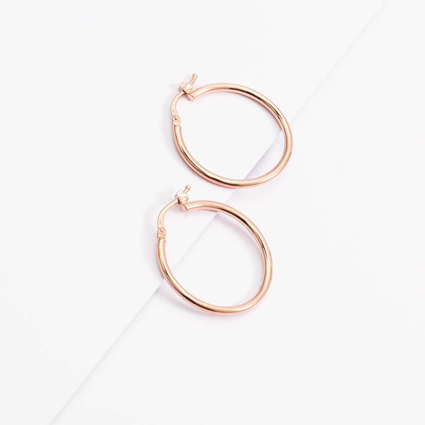 9K Rose Gold Polished Round Hoop Earrings 20mm