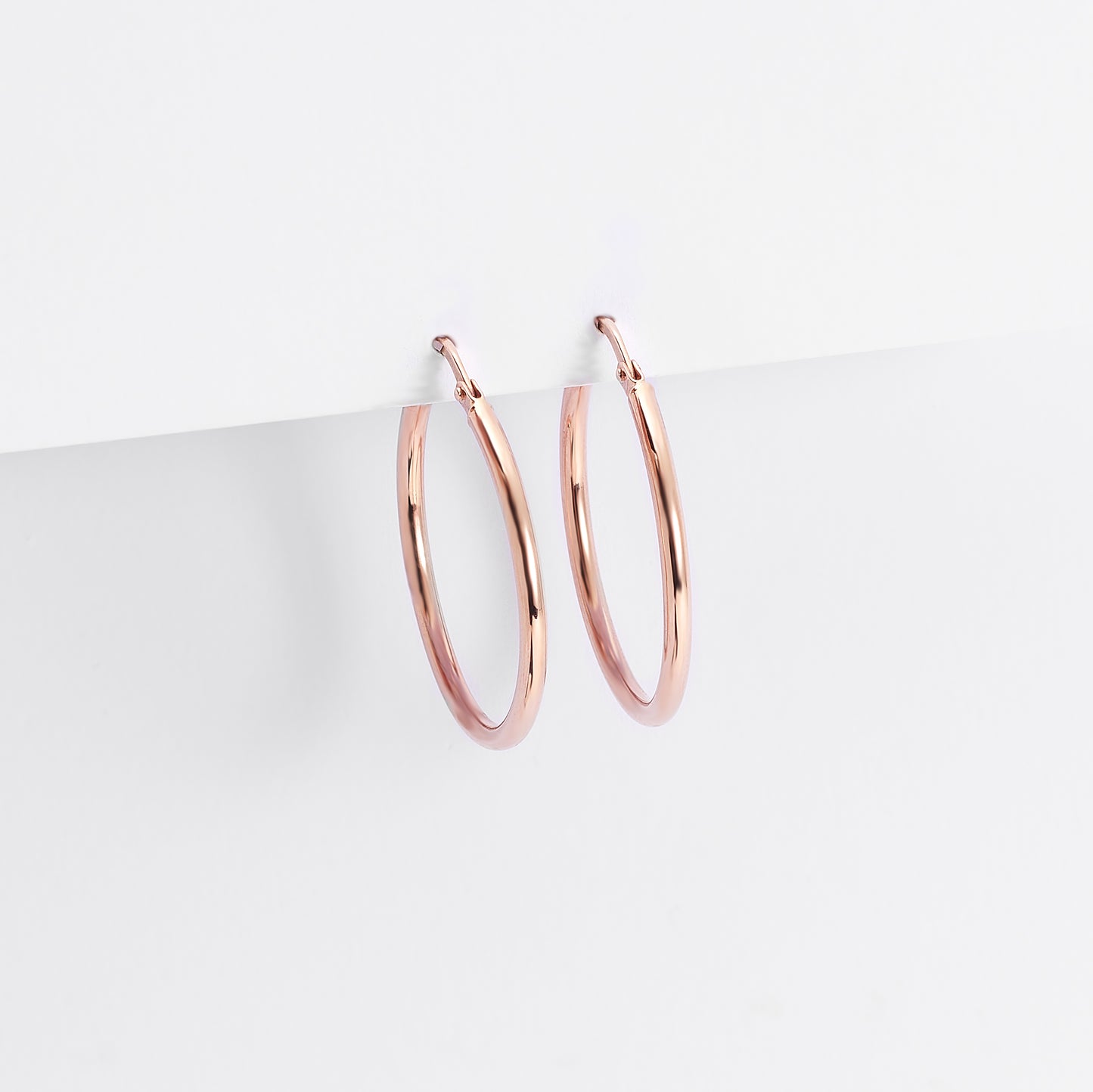 9K Rose Gold Polished Round Hoop Earrings 20mm