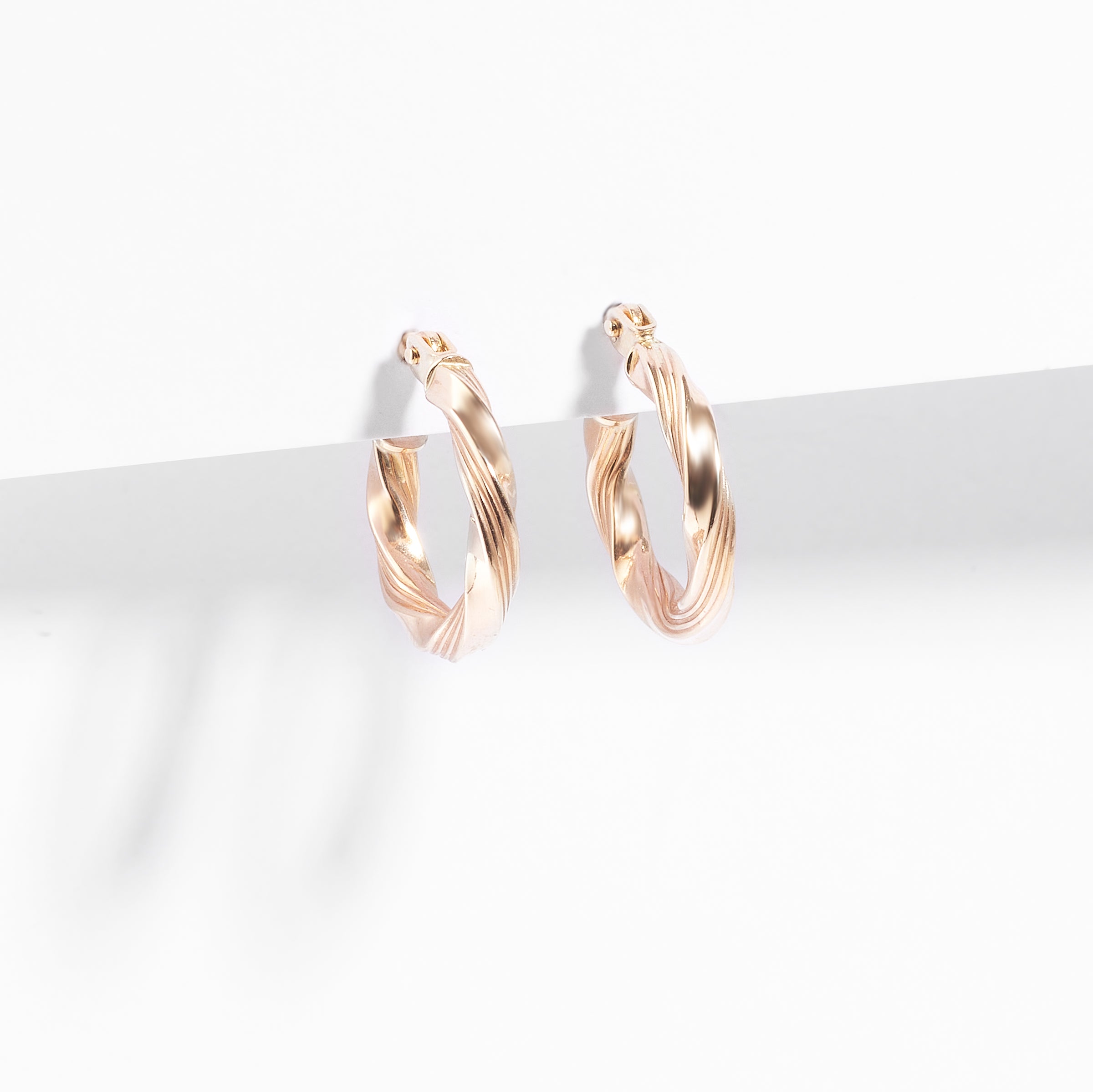 9K Yellow Gold Twist Hoop Earrings