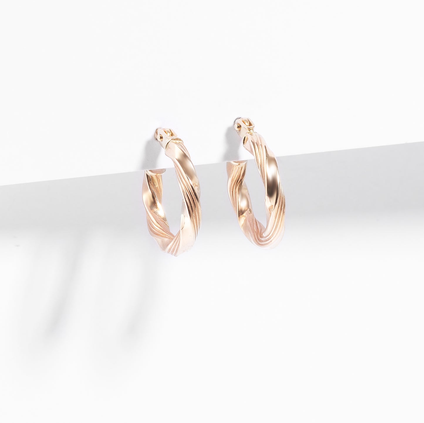 9K Yellow Gold Twist Hoop Earrings