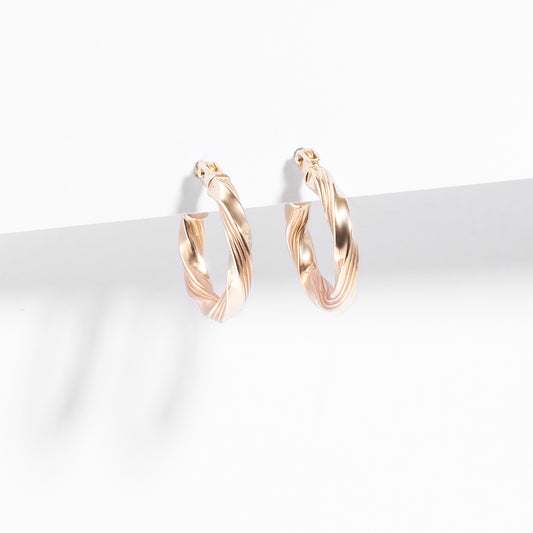 9K Yellow Gold Twist Hoop Earrings