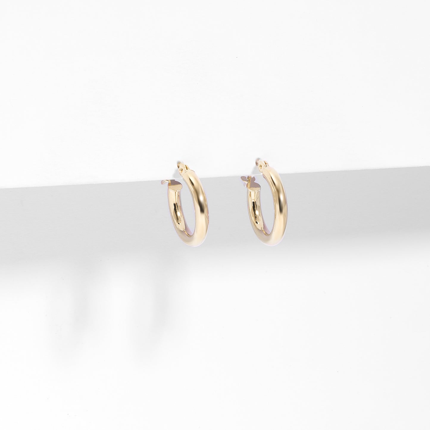 9K Yellow Gold Plain Hoop Earrings 10mm