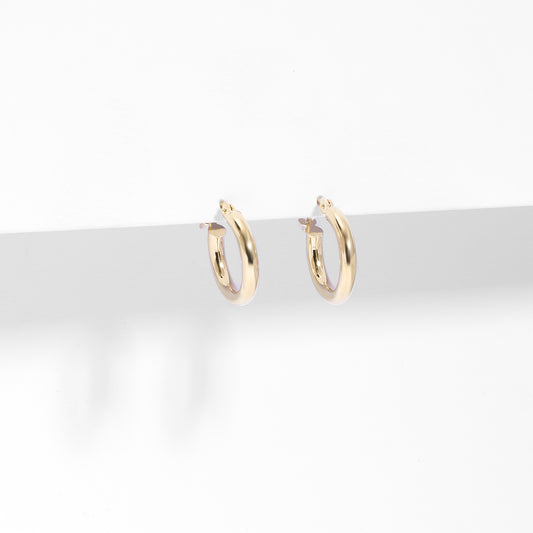 9K Yellow Gold Plain Hoop Earrings 10mm