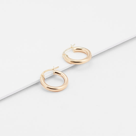 9K Yellow Gold Plain Hoop Earrings 10mm