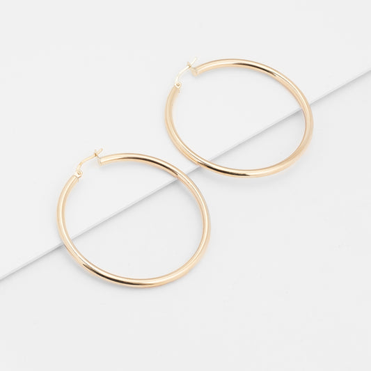 9K Yellow Gold Hoop Earrings 40mm