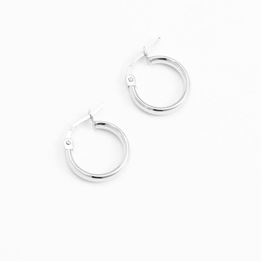 9K White Gold 13.5mm Round Hoop Earrings