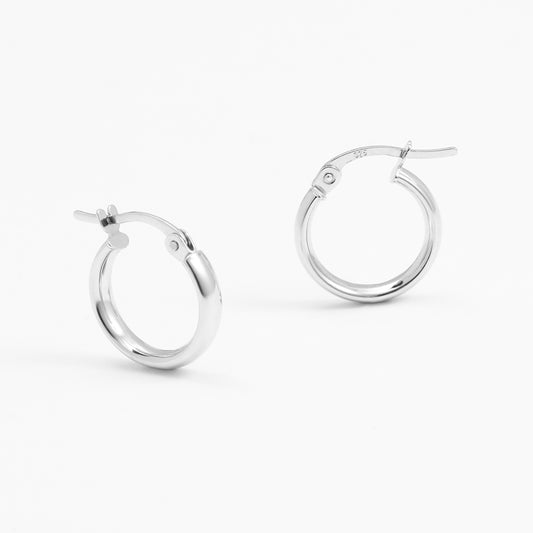 9K White Gold 13.5mm Round Hoop Earrings