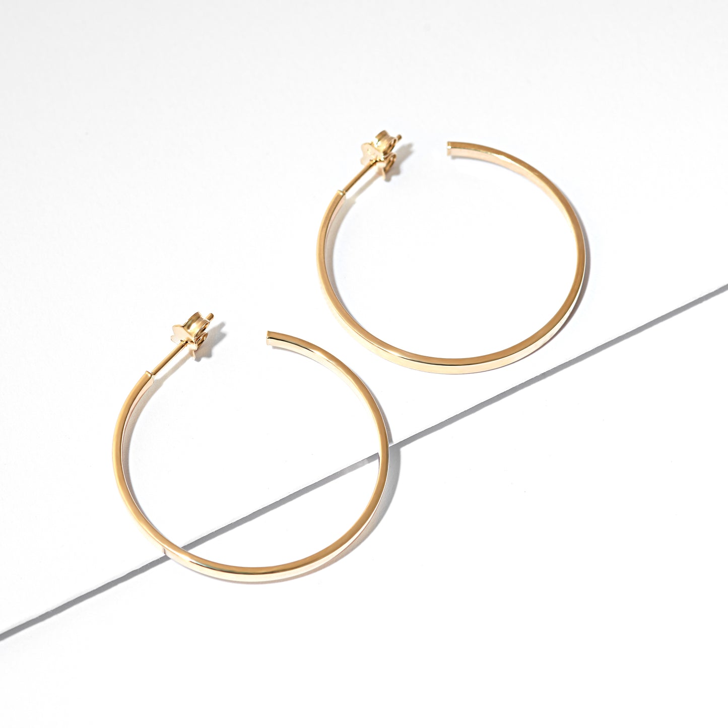 9K Yellow Gold Stud Hoop Earrings 30mm