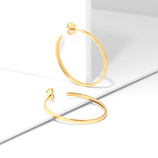 9K Yellow Gold Stud Hoop Earrings 30mm