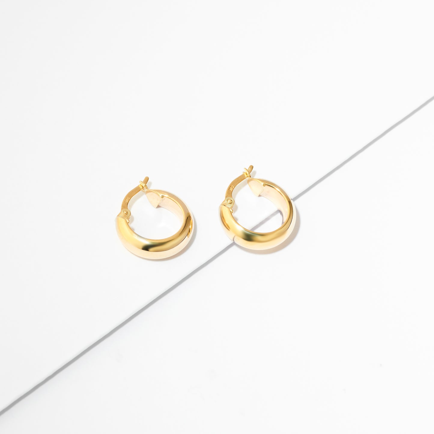 9K Yellow Gold Domed Hoop Earrings