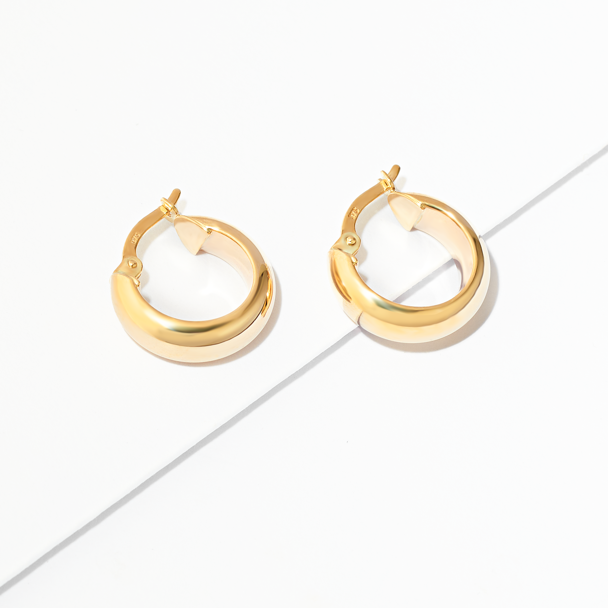 9K Yellow Gold Domed Hoop Earrings