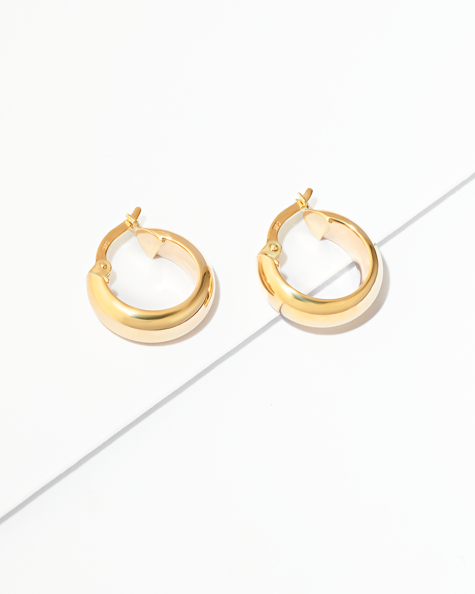 9K Yellow Gold Domed Hoop Earrings
