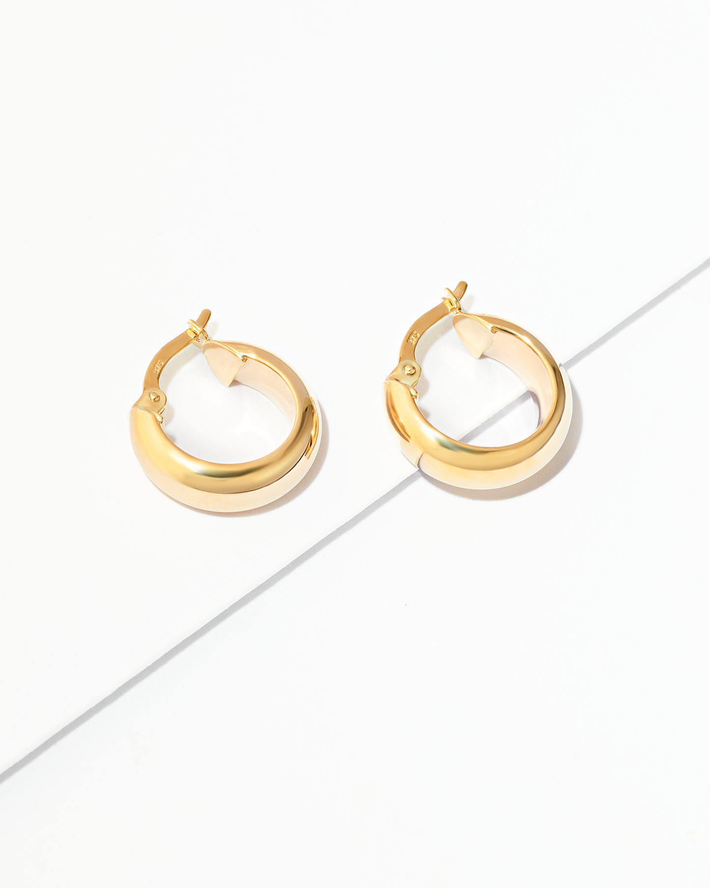 9K Yellow Gold Domed Hoop Earrings