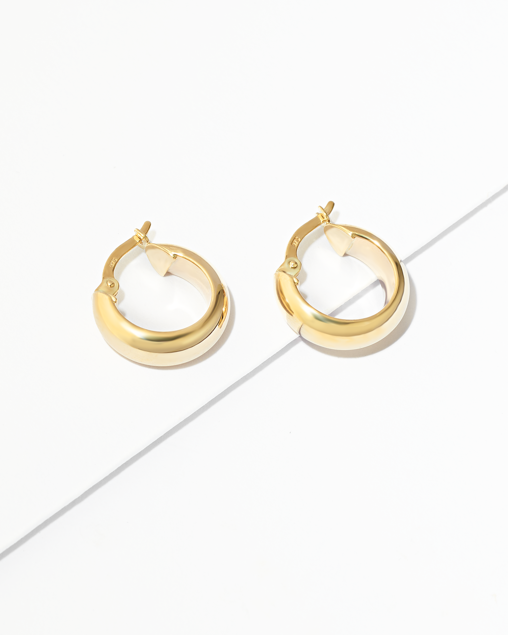 9K Yellow Gold Domed Hoop Earrings