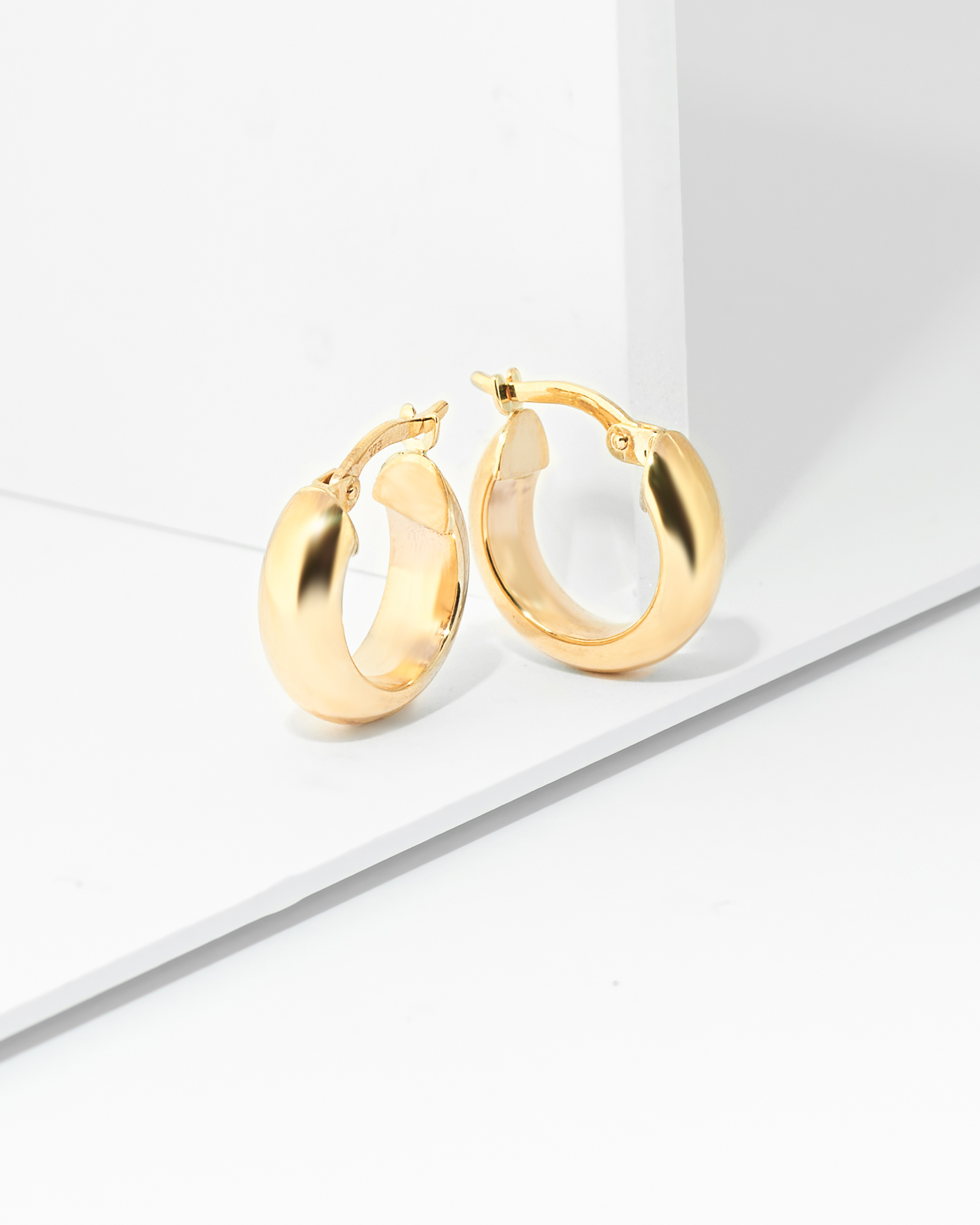 9K Yellow Gold Domed Hoop Earrings