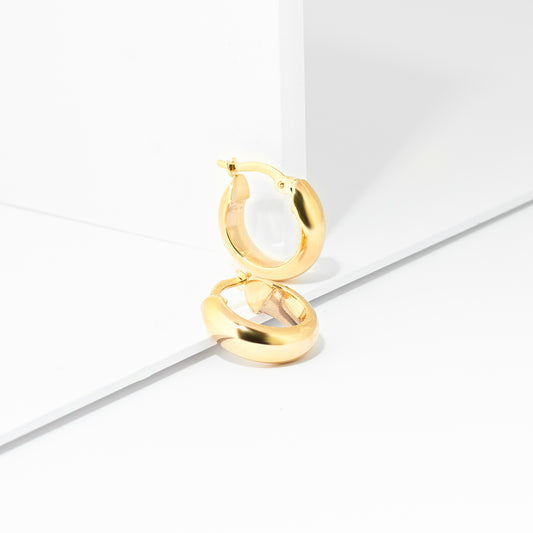 9K Yellow Gold Domed Hoop Earrings