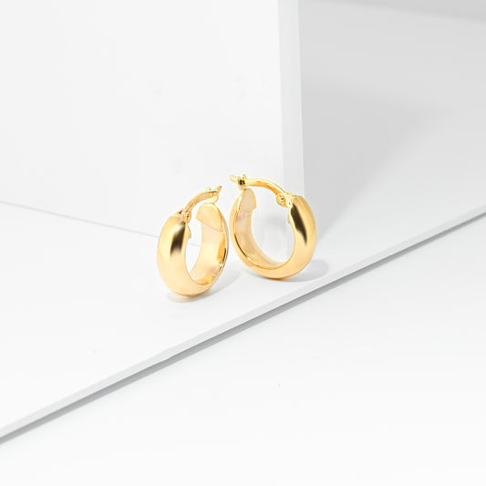 9K Yellow Gold Domed Hoop Earrings