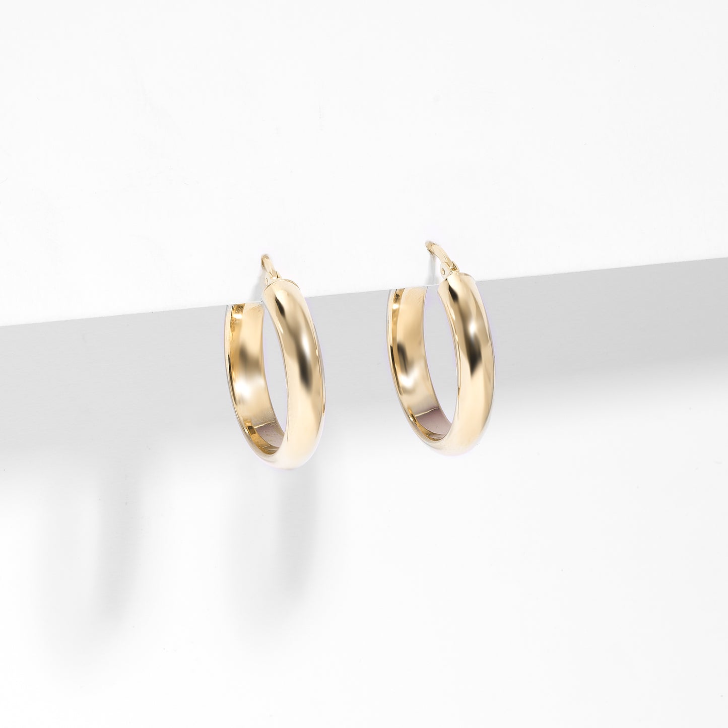 9K Yellow Gold Domed Hoop Earrings