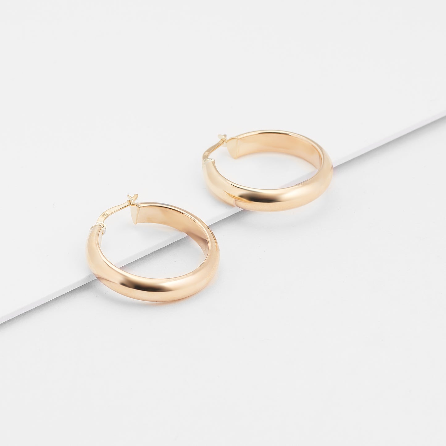 9K Yellow Gold Domed Hoop Earrings