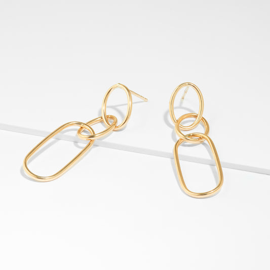 9K Yellow Gold Oval Paperclip Earrings
