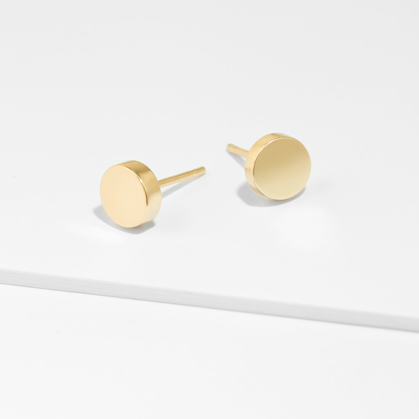 9K Yellow Gold Plain Disc Stud Earrings 6mm