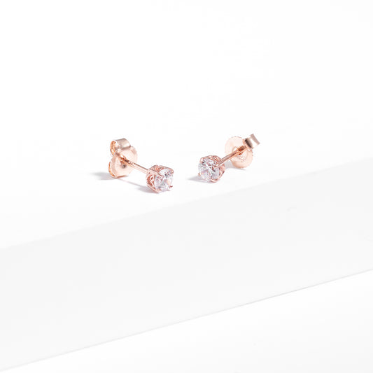 9K Rose Gold Zirconia Stud Earrings 3.5mm